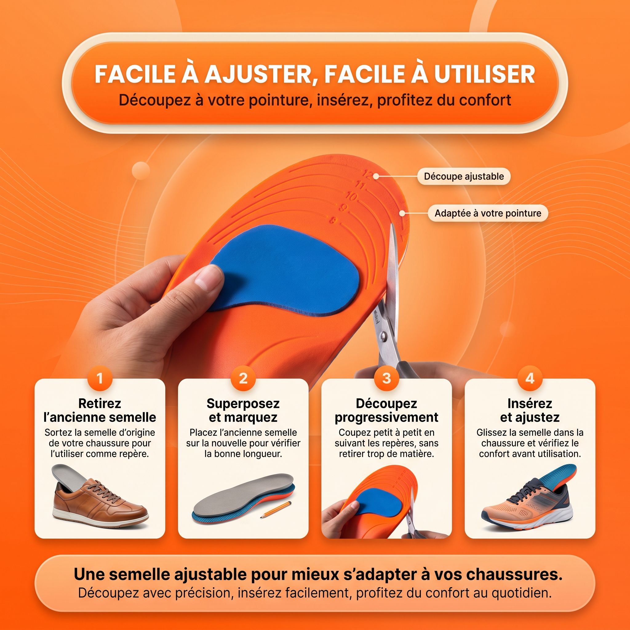 Semelle orthopédique – soulagement de la voûte plantaire