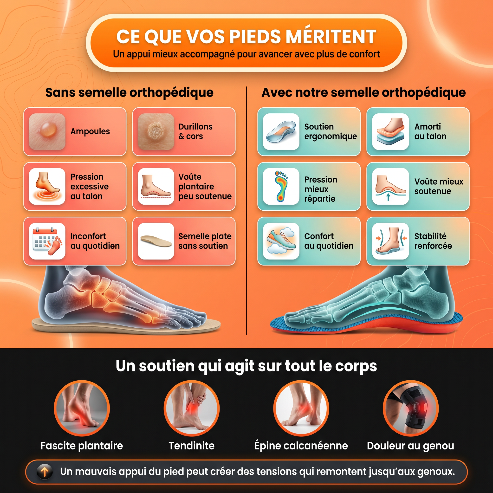 Semelle orthopédique – soulagement de la voûte plantaire