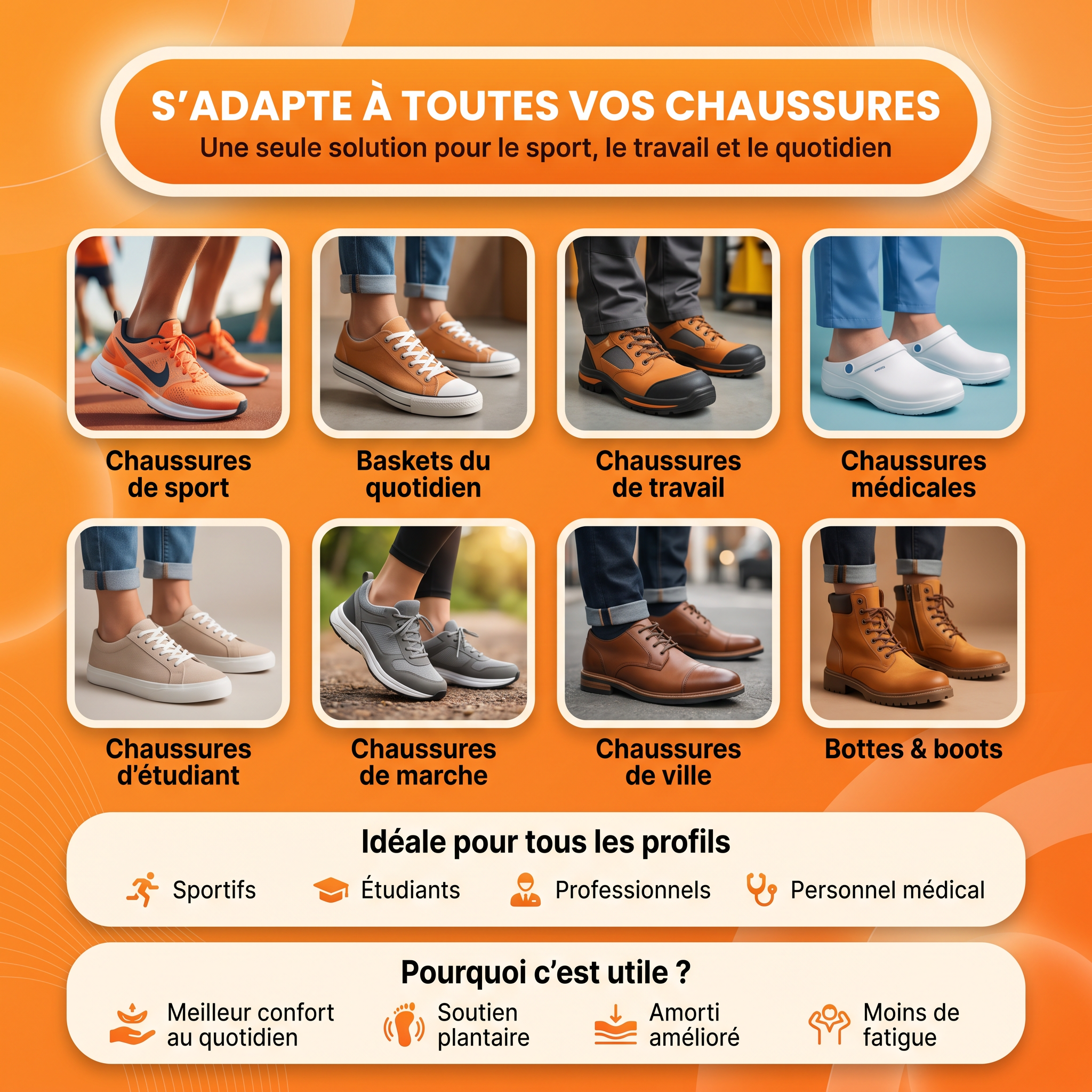 Semelle orthopédique – soulagement de la voûte plantaire